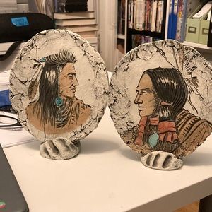 Shapes of Clay by Stan Langtwait American Indian Portraits Wall Art  lot of 2